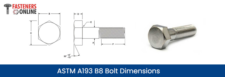 ASTM A193 B8 Bolt dimensions