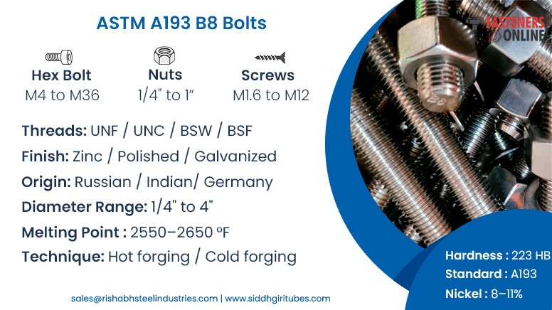 ASTM A193 B8 Bolts ASTM A193 B8 Bolts
